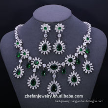 china wholesale costume emerald zircon jewelry sets fashion accessories stock